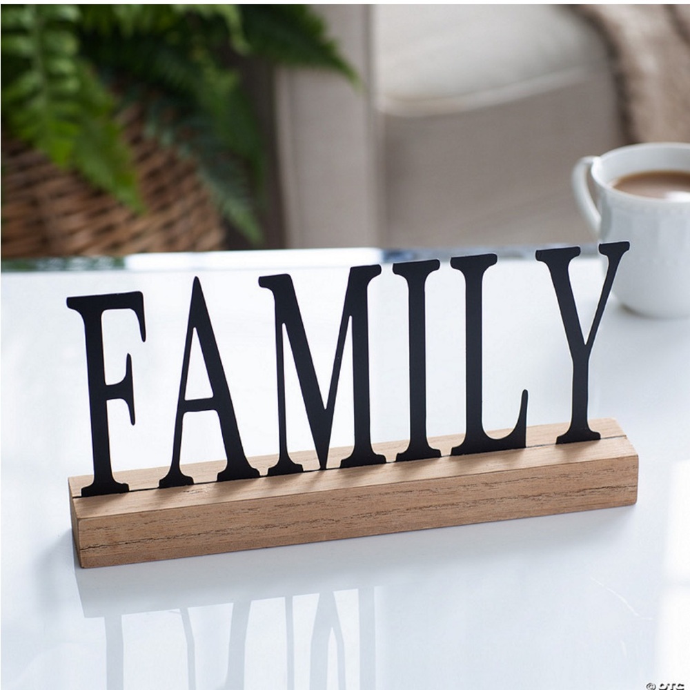 Family Wood & Metal Tabletop Sign